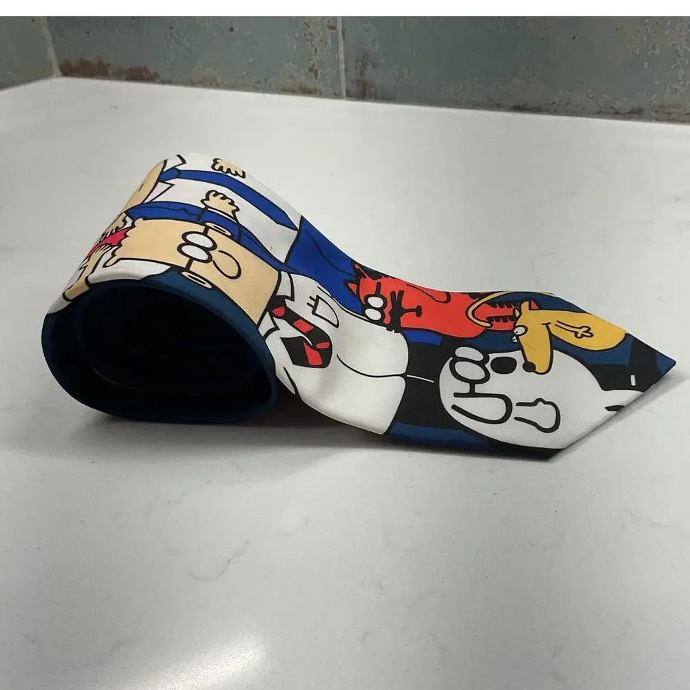Dilbert & Gang Comic Strip Soft Wear Blue Mens Neck Tie 100% Polyester